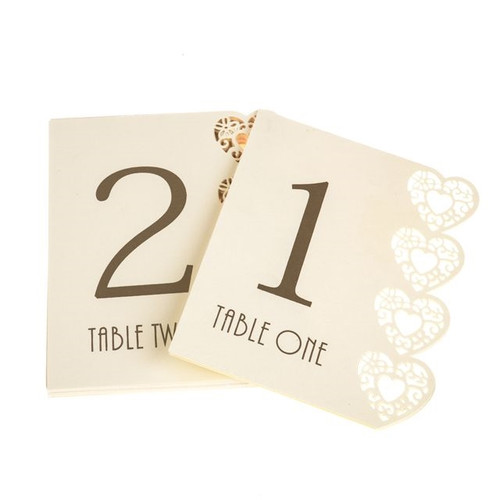 Table Numbers 1-15 Heart Ivory