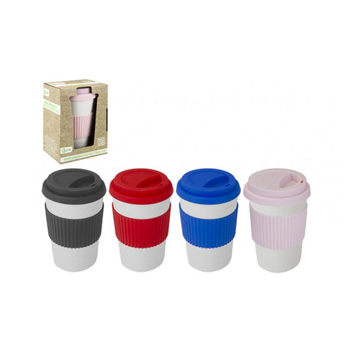 ECO CONNECTION BAMBOO FIBRE TRAVEL MUG W/SLEEVE. 4 AST COL from Country Baskets