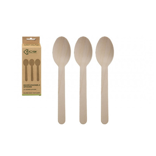 PACK OF 24 ECO CONNECTIONS     BIRCHWOOD SPOONS IN COL BOX