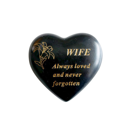 Wife Black and Gold Lily Heart 9x8cm