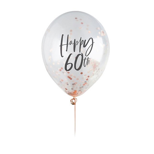 Balloon Confetti 60Th Rose Gold 5Pk from Country Baskets