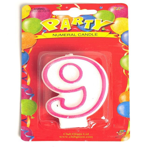 Cake Candle Number 9 Pink Glit from Country Baskets