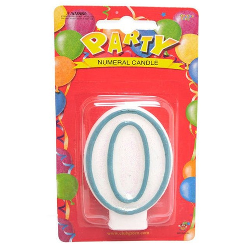 Cake Candle Number 0 Blue Glit