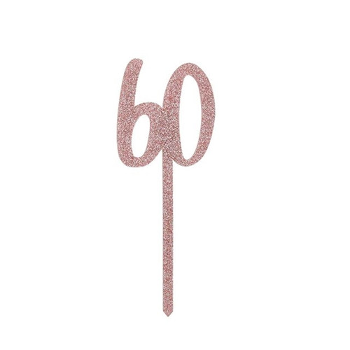 Rose Gold Glitter 60 Cake Topper from Country Baskets