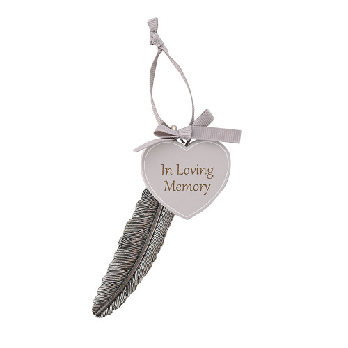 Feather Plaque 13cm In Loving Memory from Country Baskets