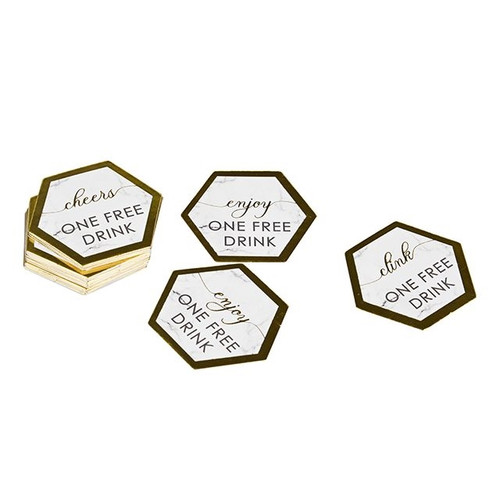 Scripted Marble Drinks Tokens Pack Of 25 from Country Baskets