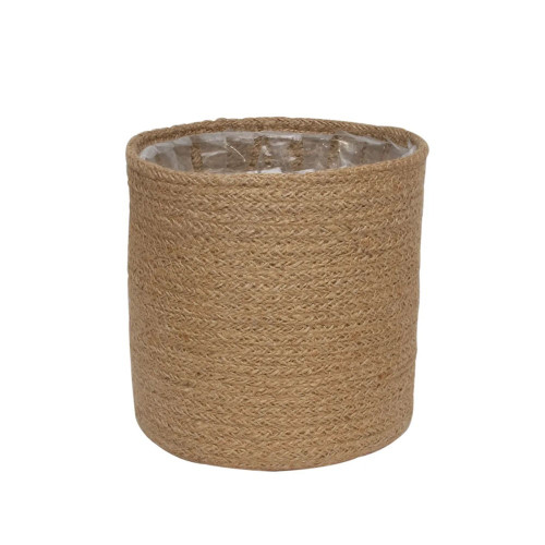 18cm Natural Jute Braided Rope Round Basket w/Liner from Country Baskets