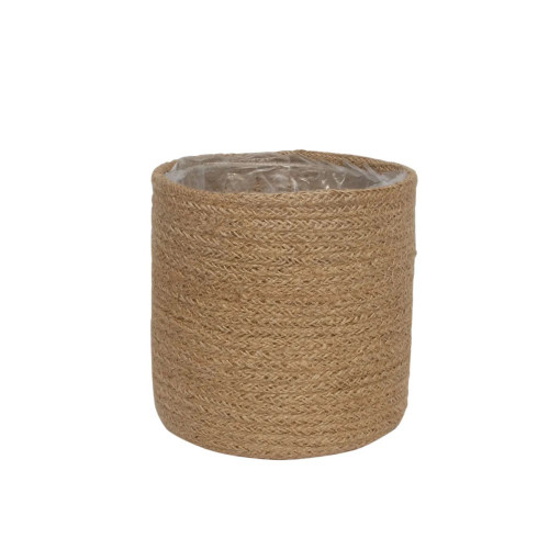 16cm Natural Jute Braided Rope Round Basket w/Liner from Country Baskets