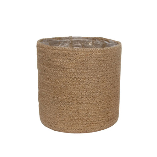 20cm Natural Jute Braided Rope Round Basket w/Liner from Country Baskets