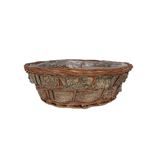 35cm Round Willow and Bark Basket