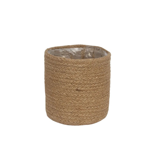 14cm Natural Jute Braided Rope Round Basket w/Liner from Country Baskets