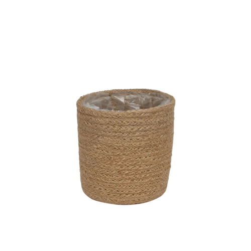 12cm Natural Jute Braided Rope Round Basket w/Liner from Country Baskets