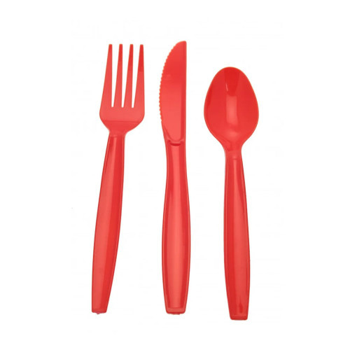 RED Assorted Party Cutlery Pk18