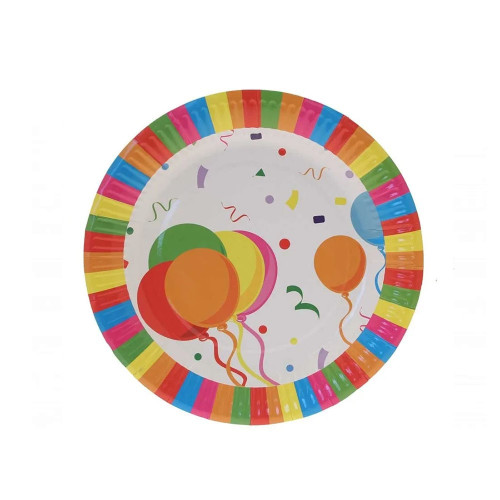 Balloons Paper Plates Round 9 Inch Pk8