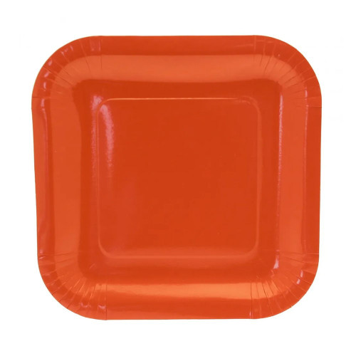 Orange Paper Plates Square 9Inch Pk8 from Country Baskets