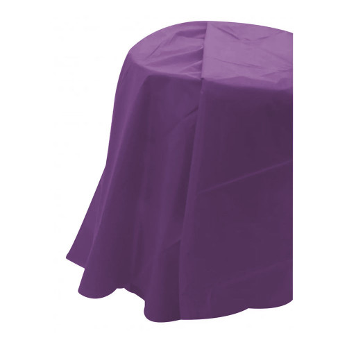 Purple Round Plastic Table Cover (84 inch) (12/48)