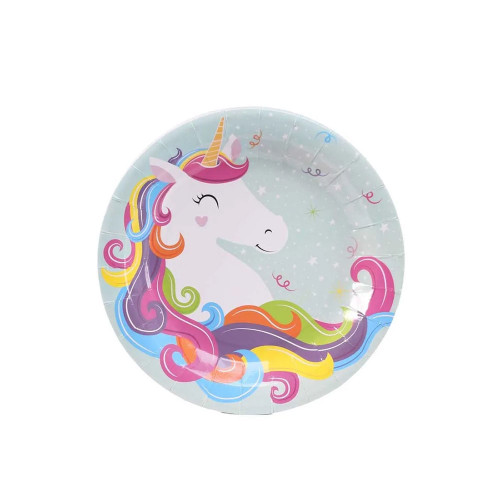 Unicorn Party Paper Plates Round - 9 inch (x8) (12/72) from Country Baskets