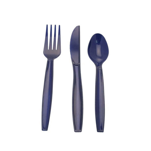 Dark Blue Party Cutlery Pk18