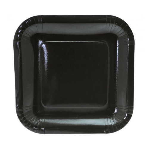 Black Paper Plates Square - 9 inch (x8) (12/72)