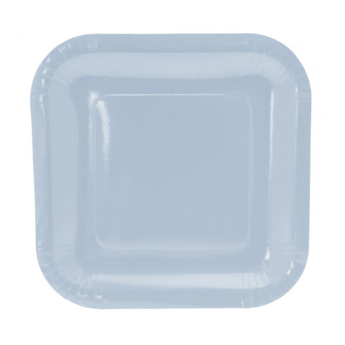 Light Blue Paper Plates Square - 9 inch (x8) (12/72) from Country Baskets