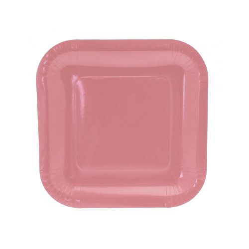Pale Pink Paper Plates Square - 9 inch (x8) (12/72)