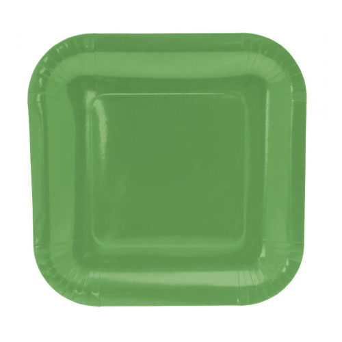 Lime Green Paper Plates Square - 9 inch (x8) (12/72)