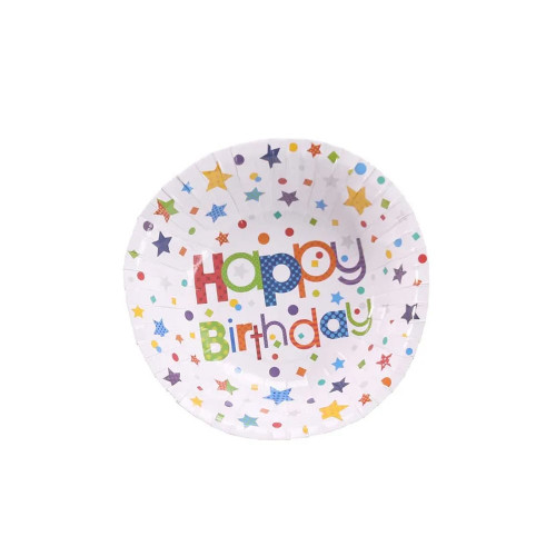 Happy Birthday Stars Paper Bowl 7 inch (x8) (12/72) from Country Baskets