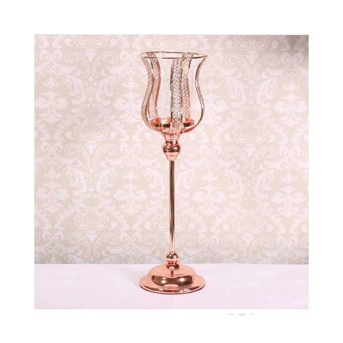 Rose Gold Crystal Candle Holder 42Cm