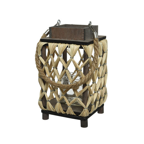 Woodern Square Lantern With Handle 24cm