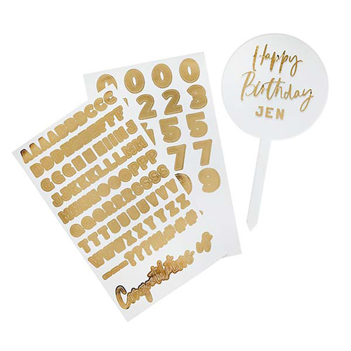 Personalise Acrylic Cake Topper with two gold from Country Baskets