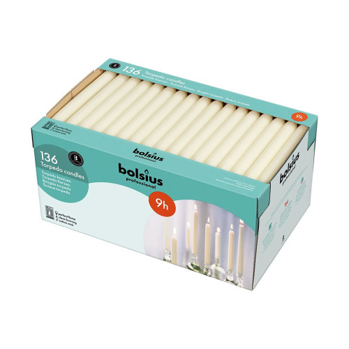 Bolsius Torpedo Candles 240/22 mm - Ivory - Box of 136