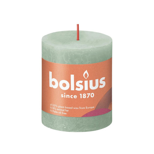 Bolsius Rustic Shine Pillar Candle 80 x 68 - Sage Green from Country Baskets