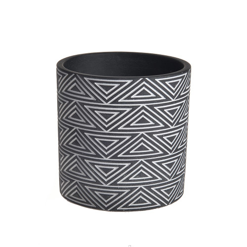 Black & White Cement Pot Aztec