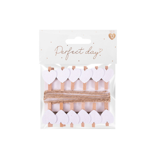 Wooden Pegs Heart Shaped 12PK