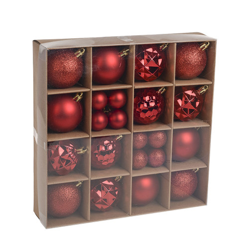 Red Baubles Assorted Pack (6cm/3cm) (30 pcs)