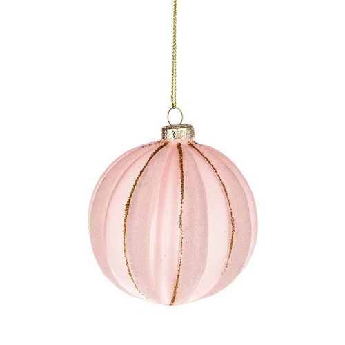 Bauble Glass Frosted Light Pink 8Cm