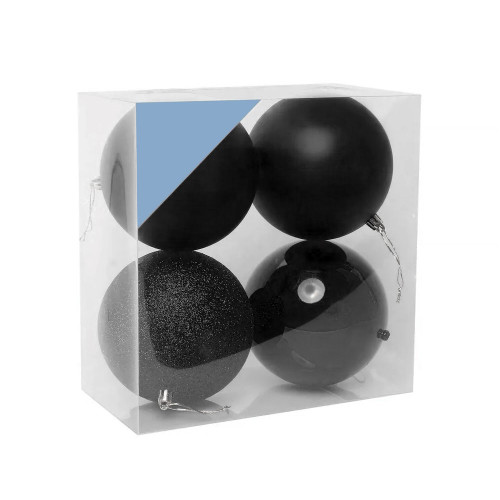 Black Shatterproof Baubles (12cm) (4 pieces) from Country Baskets