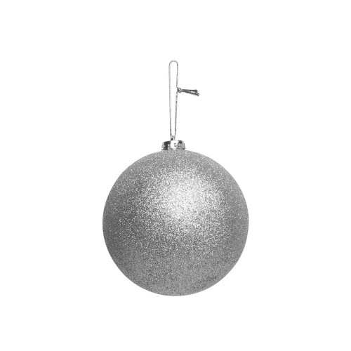 Silver Glitter Shatterproof Bauble (X1) (15cm) from Country Baskets