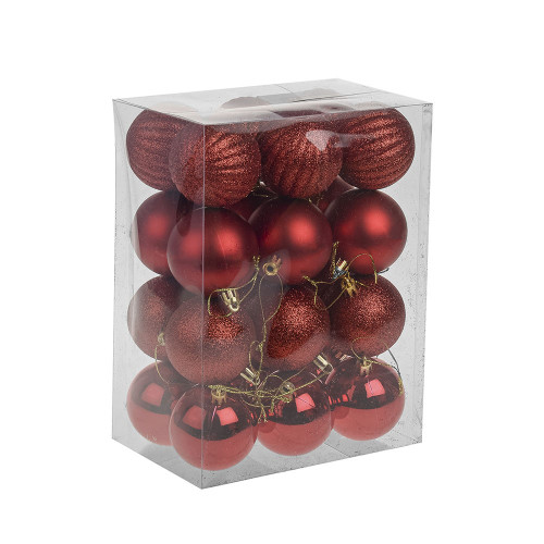 Red Shatterproof Baubles (6cm) (24 pieces)