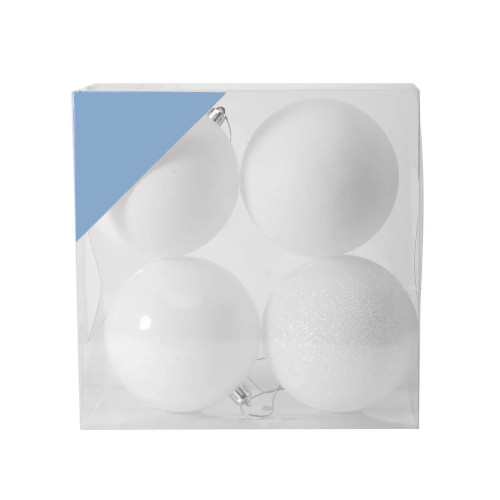 White Shatterproof Baubles (10cm) (4 pieces)