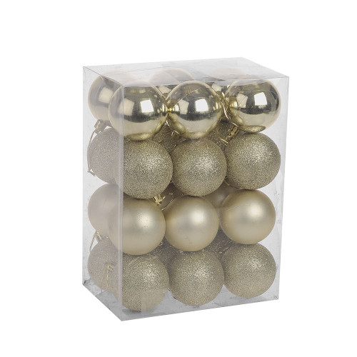 Champagne Shatterproof Baubles (6cm) (24 pieces)