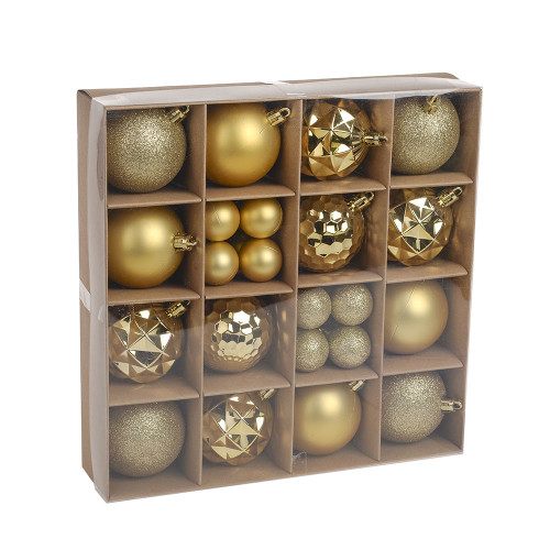 Gold Baubles Assorted Pack (6cm/3cm) (30 pcs) from Country Baskets