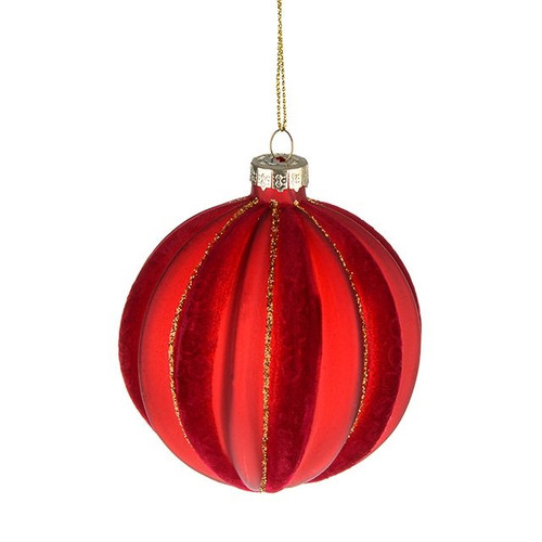 Bauble Glass Frosted Red 8cm