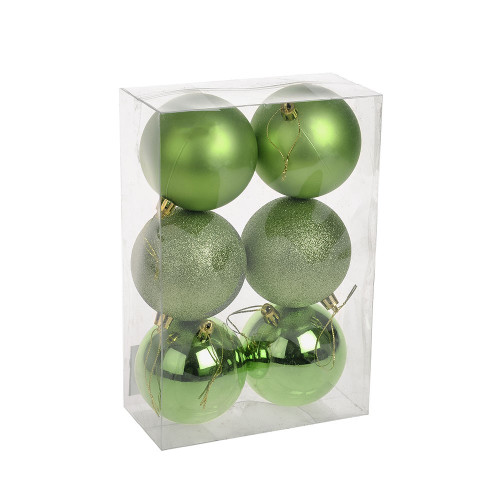 Green Shatterproof Baubles (8cm) (6 pieces)