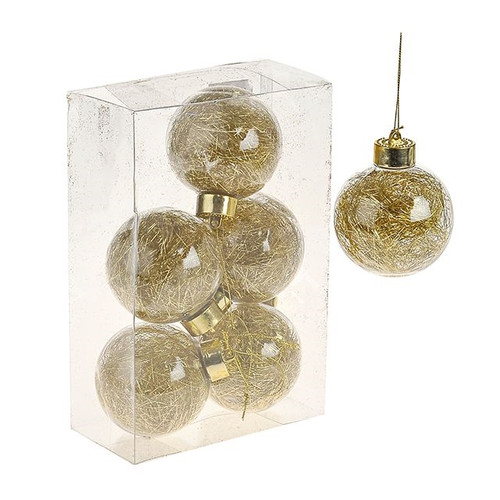 Tinsel Bauble Gold 6 Pack
