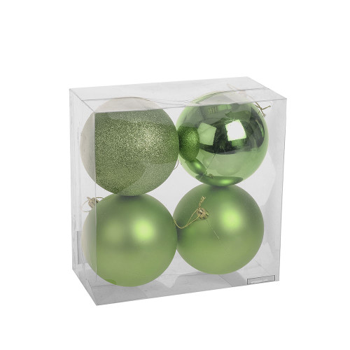 Green Shatterproof Baubles (10cm) (4 pieces)