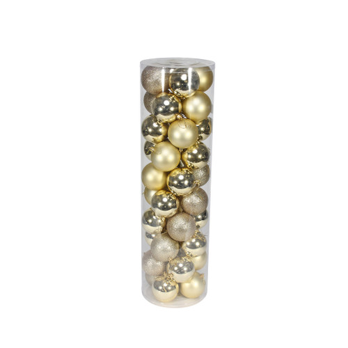 Champagne 8cm Plastic Ball in tube (matt,shiny,glitter) x 40