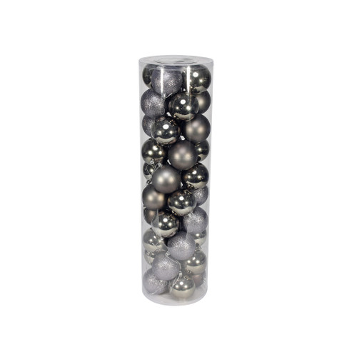 Pewter 8cm Plastic Ball in tube (matt,shiny,glitter) x 48 from Country Baskets