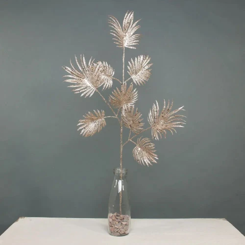 Glitter Feather Leaf Stem Champagne from Country Baskets