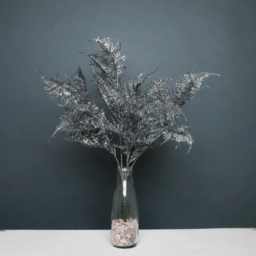 Glitter fern bush Pewter from Country Baskets